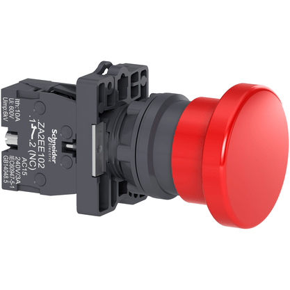 Botão 22mm Plástico Soco a Impulsão D40mm 1NF Vermelho - XA2EC42 - Schneider-Electric