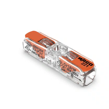 Conector de Emenda em Linha para Fios até 4mm² 32A 450v Transparente 221-2411 Wago