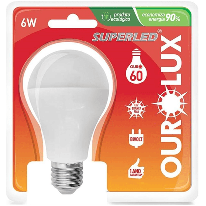 Lâmpada Led Bulbo E27 6w Bivolt 2700k 20025 Ourolux