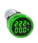 Voltímetro e Amperímetro Digital 22mm Verde 60-500v 0-100A AD22-22 Sibratec